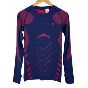 YAS Long Sleeve Athletic Top Womens S/M Navy Blue Pink Running Base Layer VGUC